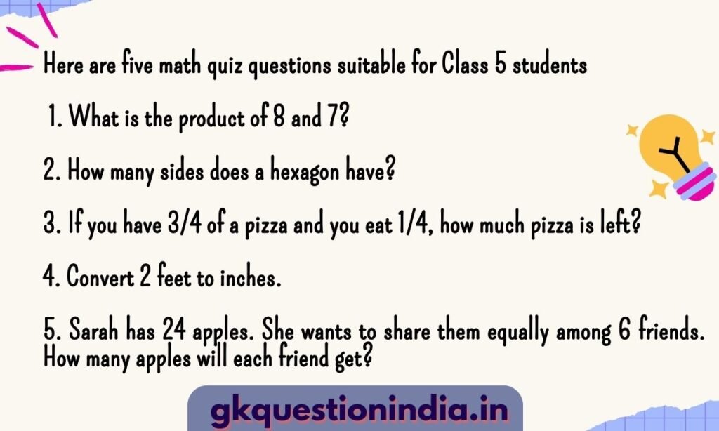 Some Interesting Quiz For Class 5 Maths